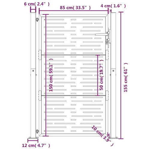 Furtka ogrodowa, 105x155 cm, stal kortenowska, motyw prostokąty na Arena.pl