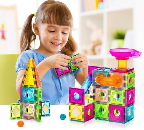 KLOCKI MAGNETYCZNE DLA DZIECKA 3D EDUKACYJNE DUŻE ŚWIECĄCY TOR KULKOWY 68EL na Arena.pl