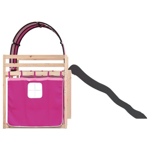 Łóżko na antresoli, ze zjeżdżalnią i zasłonkami, 90x200 cm na Arena.pl