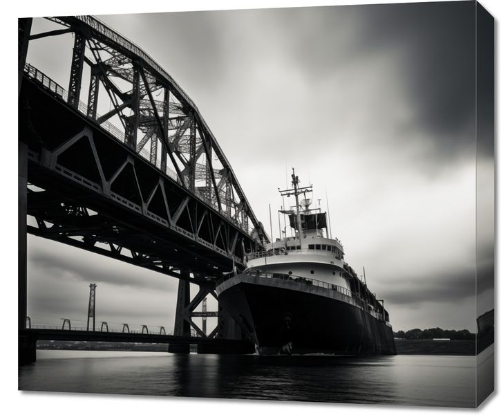 Obraz 70x60cm Statek przy Moście zdjęcie 1