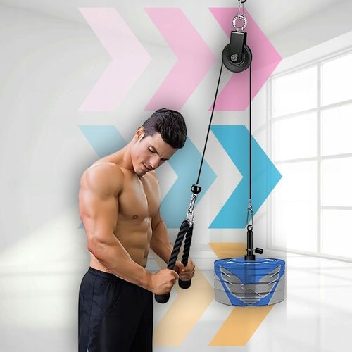 WYCIĄG GÓRNY DOLNY DO ĆWICZEŃ ŚCIANY SUFITU UCHWYT SZNUR ATLASU TRICEPS na Arena.pl