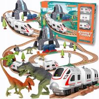 KOLEJKA ELEKTRYCZNA XXL światło + dźwięk TUNEL POZIOMY + FIGURKI DINOZAURY