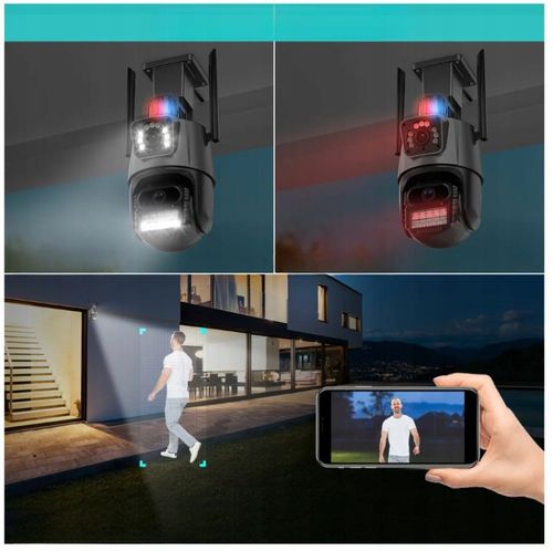 PODWÓJNA KAMERA ZEWNĘTRZNA OBROTOWA ALARM 8MP WIFI 3w1 2 OBIEKTYWY ICSEE na Arena.pl