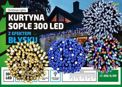 SOPLE ZEWNĘTRZNE 300 LED 15m. TIMER FLASH ŚWIĄTECZNE CHOINKOWE LAMPKI na Arena.pl