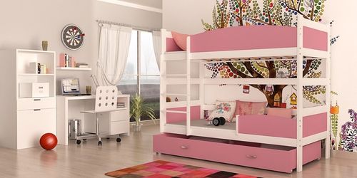 Łóżko TWIST 2 białe Kolor - Błękit na Arena.pl