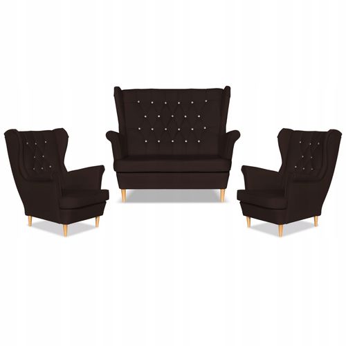 Zestaw uszak Gaja ekoskóra skaj sofa fotele ciemny brąz na Arena.pl