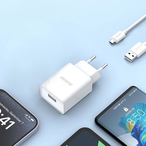 ładowarka sieciowa usb-a 2.1a + kabel usb-a - microusb - biała na Arena.pl