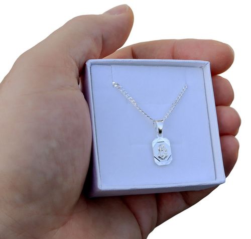 ŁAŃCUSZEK SREBRNY MEDALIK KOMUNIJNY MATKA BOSKA NA KOMUNIĘ NA CHRZEST 50 cm na Arena.pl