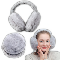 NAUSZNIKI ZIMOWE NA USZY PLUSZOWE CIEPŁE FUTERKO REGULOWANE SKŁADANE SZARE