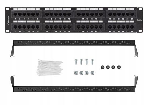 Patch panel Lanberg PPU5-2048-B 48 port 2U 19" kat.5e czarny na Arena.pl