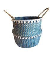 kosz do przechowywania z uchwytami niebieski