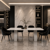 Stół srebrny Glamour Nowojorski Bolonia z blatem o wzorze marmuru 180x90x75