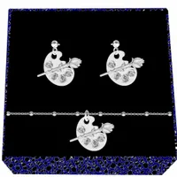 Paleta farb z różą Frida Khalo srebrny komplet biżuterii kulkowy srebro 925