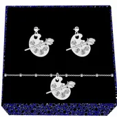 Paleta farb z różą Frida Khalo srebrny komplet biżuterii kulkowy srebro 925