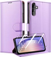 Etui Samsung A54 5G książkowe + szkło 2x fiolet QHOHQ RFID