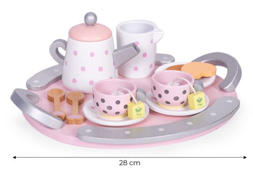 Drewniany zestaw do herbaty filiżanki czajnik 15 elementów ECOTOYS na Arena.pl