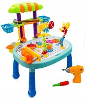 Multifunkcyjny Stolik + Narzędzia, Wkrętarka + Kreatywna Mozaika 355el. Zestaw Konstrukcyjny