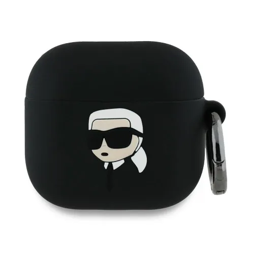 Etui Karl Lagerfeld Silicone Karl Head 3D na AirPods 4 - czarne na Arena.pl