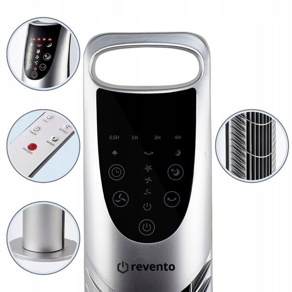 Wentylator Wiatrak Kolumnowy Obrotowy Revento Zephyr Srebrny/Szary + PILOT zdjęcie 6