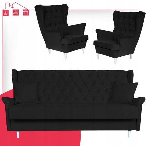 Zestaw wypoczynkowy do salonu z funkcją spania Gaja CZARNY Family Meble na Arena.pl