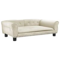 Legowisko dla psa, kremowe, 95x55x30 cm, aksamitne