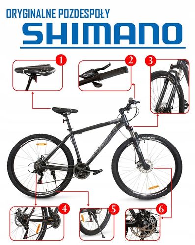 ROWER GÓRSKI MTB 29 CALI SHIMANO 21 BIEGÓW HAMULCE TARCZOWE RAMA 19" na Arena.pl