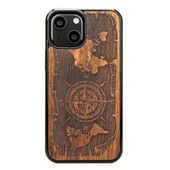 drewniane etui na iphone 13 mini róża wiatrów merbau