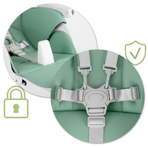 Krzesełko do karmienia ze stolikiem, leżaczek Belo zielone + pałąk z zabawkami na Arena.pl