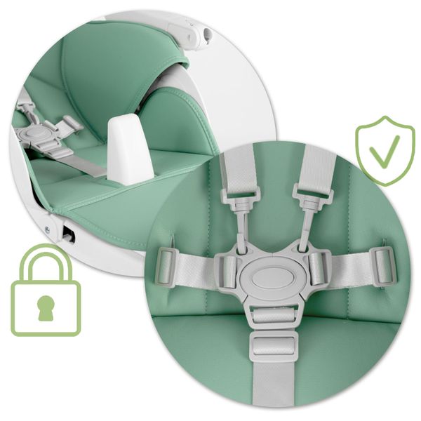 Krzesełko do karmienia ze stolikiem, leżaczek Belo zielone + pałąk z zabawkami zdjęcie 6