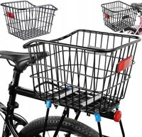 KOSZ NA ROWER METALOWY MOCNY TYLNY KOSZYK ROWEROWY NA BAGAŻNIK TYŁ ODBLASK