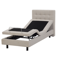 Łóżko regulowane tapicerowane 90 x 200 cm beżowe DUKE