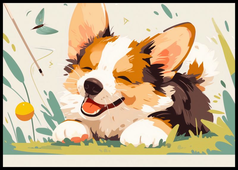 Plakat 84x59,5cm Beztroski Corgi zdjęcie 2