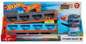 Hot Wheels. GVG37 City. Wyścigowy transporter 2w1 z 3 samochodami