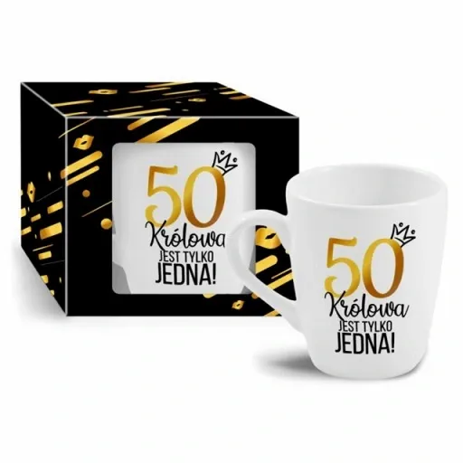 Kubek Torebka Kartka PREZENT na 50 URODZINY DLA KOBIETY, 50tkę zdjęcie 2