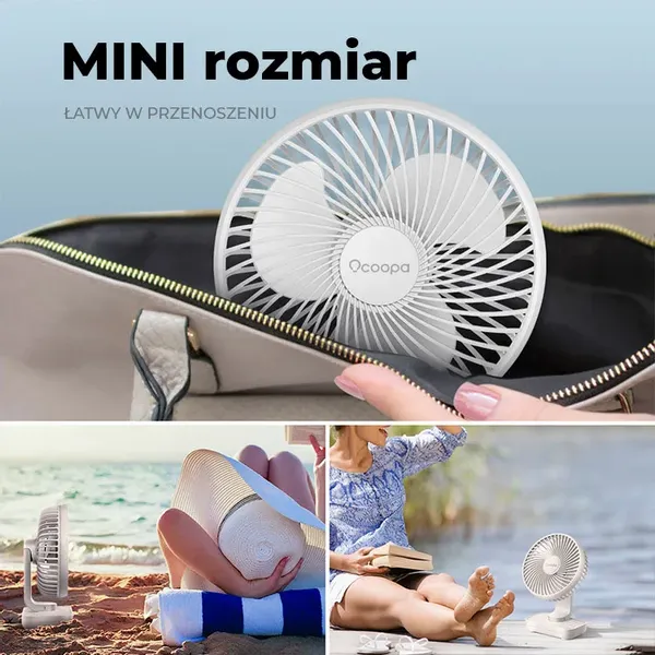 Wentylator stołowy Ocoopa D606 white akumulator USB zdjęcie 3