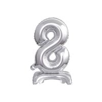 balon foliowy cyfra stojaca srebrna "8" urodziny