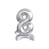 balon foliowy cyfra stojaca srebrna "8" urodziny