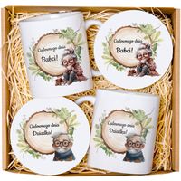 Prezent na dzień Babci i Dziadka ZESTAW 2 kubków z podkładką