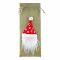 ŚWIĄTECZNE ETUI NA WINO DEKORACJA Z MIKOŁAJEM