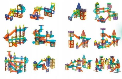 Klocki Magnetyczne Świecące Tor Kulkowy 110 Elementów Kulodrom na Arena.pl