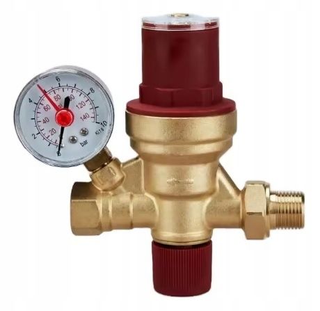 REDUKTOR CIŚNIENIA WODY 1/2" z manometrem REGULATOR DN15 ZE ŚRUBUNKIEM 1/2 zdjęcie 1