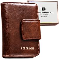 elegancki, brązowy portfel damski ze skóry ekologicznej zamykany