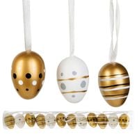 JAJKA WIELKANOCNE ZAWIESZKI BIAŁE ZŁOTE PISANKI DO ZAWIESZENIA 12 sztuk