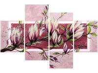 120CM 80CM ZEGAR 4 ELEM SŁODYCZ MAGNOLII PUDROWYM RÓŻU OBRAZ ŚCIENNY