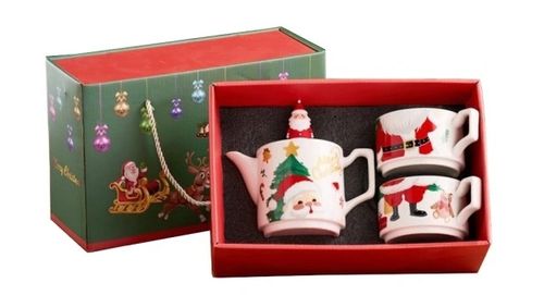 Ecarla Zestaw świąteczny dzbanek 450ml z zaparzaczem i dwie filiżanki 240m na Arena.pl