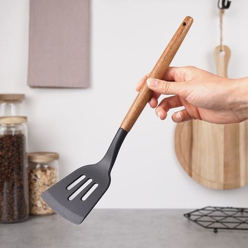 Łopatka Kuchenna Termoplastyczna do Smażenia Czarna Drewniana na Arena.pl