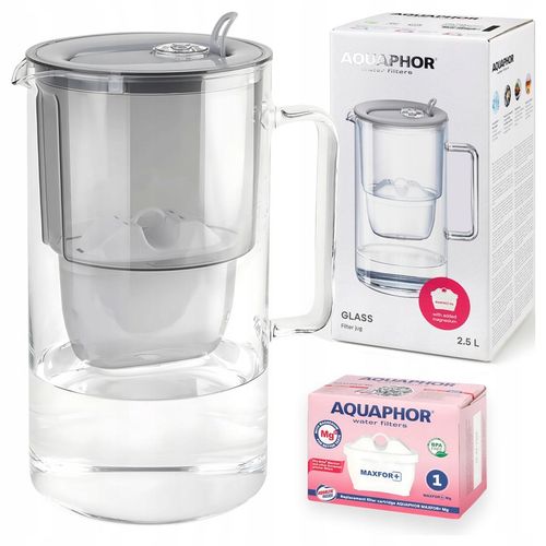 Dzbanek filtrujący szklany Aquaphor Glass Szary + Filtr Maxfor Mg na Arena.pl