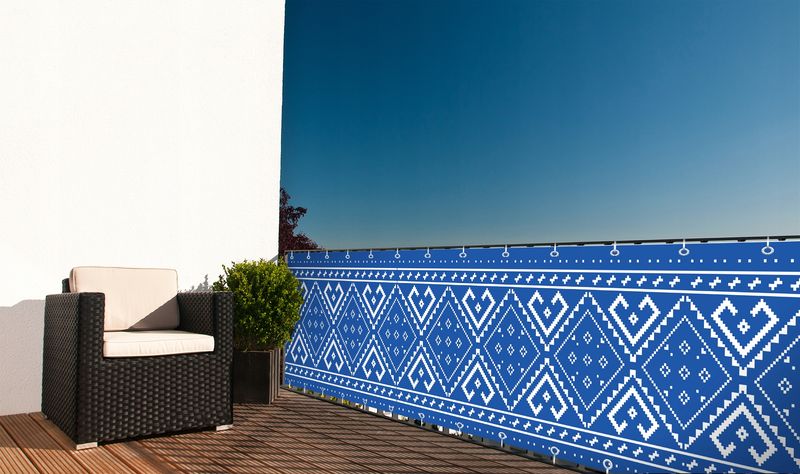 OSŁONA BALKONOWA MATA NA BALKON BIAŁA Z GRAFIKĄ BARIERKA WYMIAR zdjęcie 3