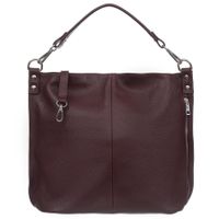 VERA PELLE torebka damska skórzana worek z paskiem na ramię V388 c.bordowa