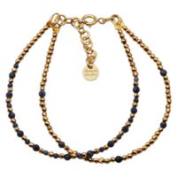 Bransoletka podwójna znak zodiaku ryby - Szafir, Hematyt i srebro złocone